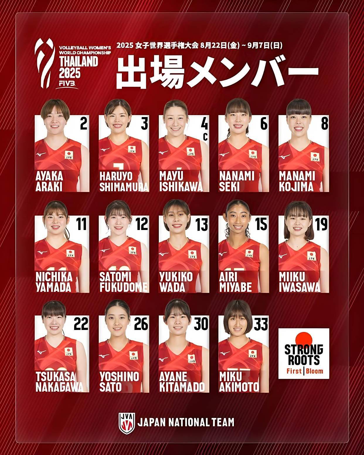 日本女排(pái)参加2025泰國(guó)世锦賽(sài)名单出(chū)炉！带三個(gè)自由人(rén)有些多(duō)此一(yī)举